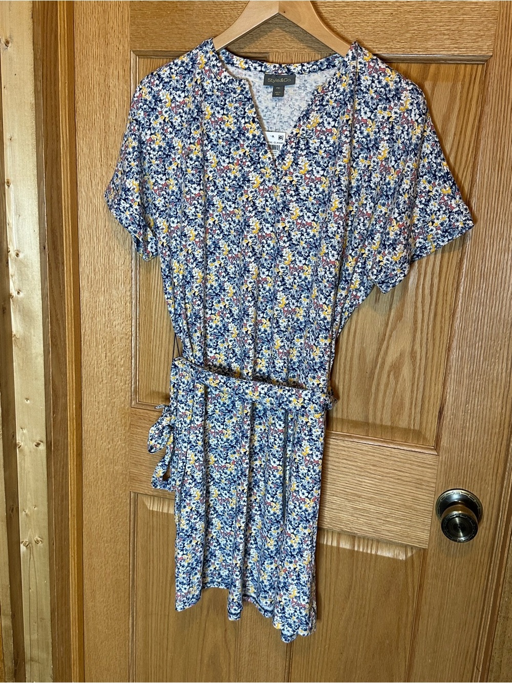 NWT Style & Co. Floral coastal classic Dress Size XLP linen blend